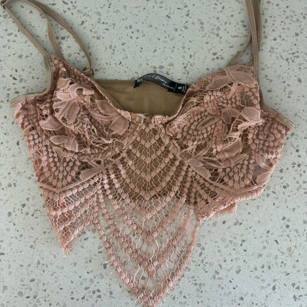 For Love And Lemons Lace Bralette in Blush